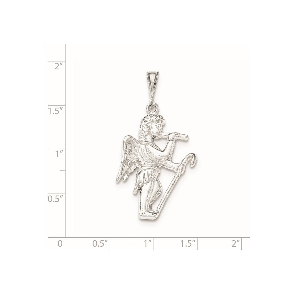 Sterling Silver Polished Gabriel Blowing Trumpet Pendant