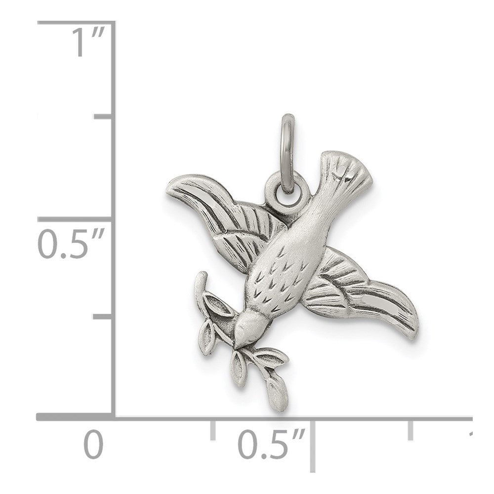 Sterling Silver Antiqued Dove Medal Pendant