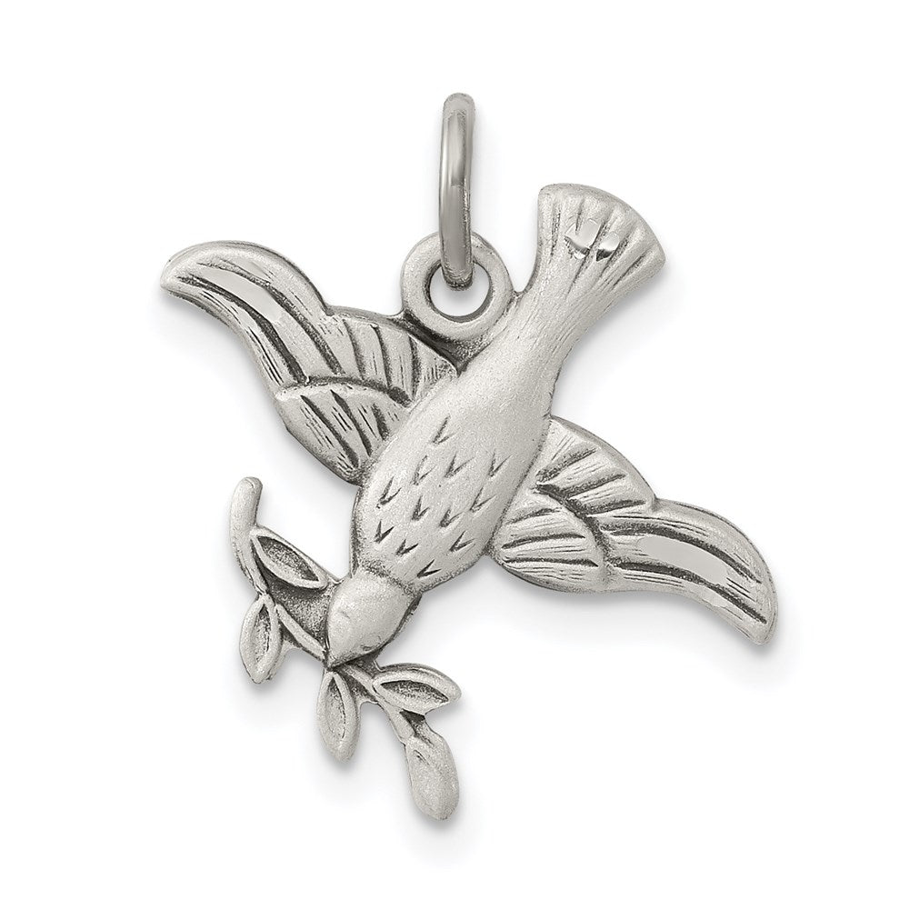 Sterling Silver Antiqued Dove Medal Pendant