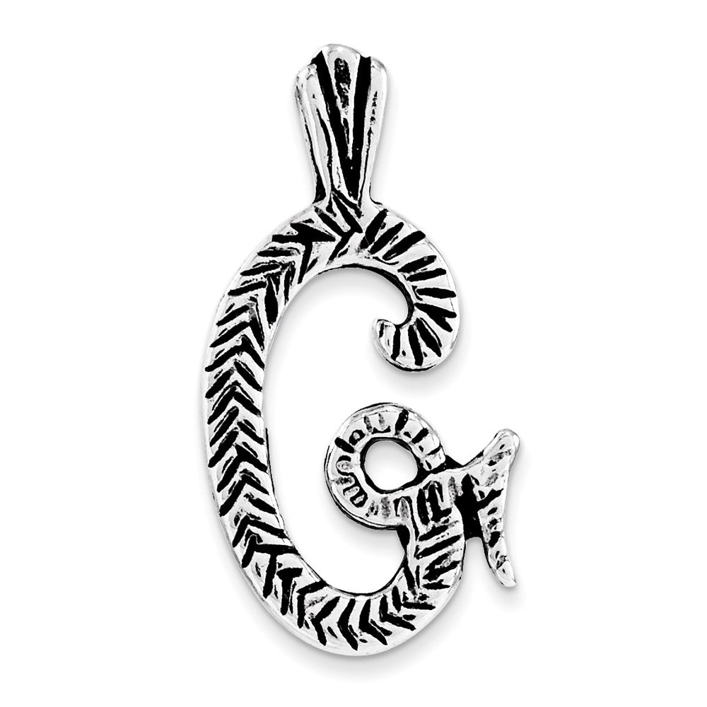 Sterling Silver Antiqued & Textured Letter G Chain Slide
