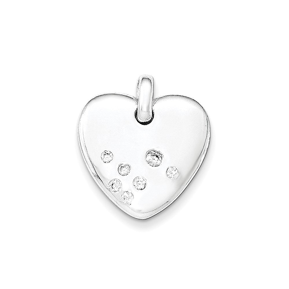 Sterling Silver CZ Heart Pendant