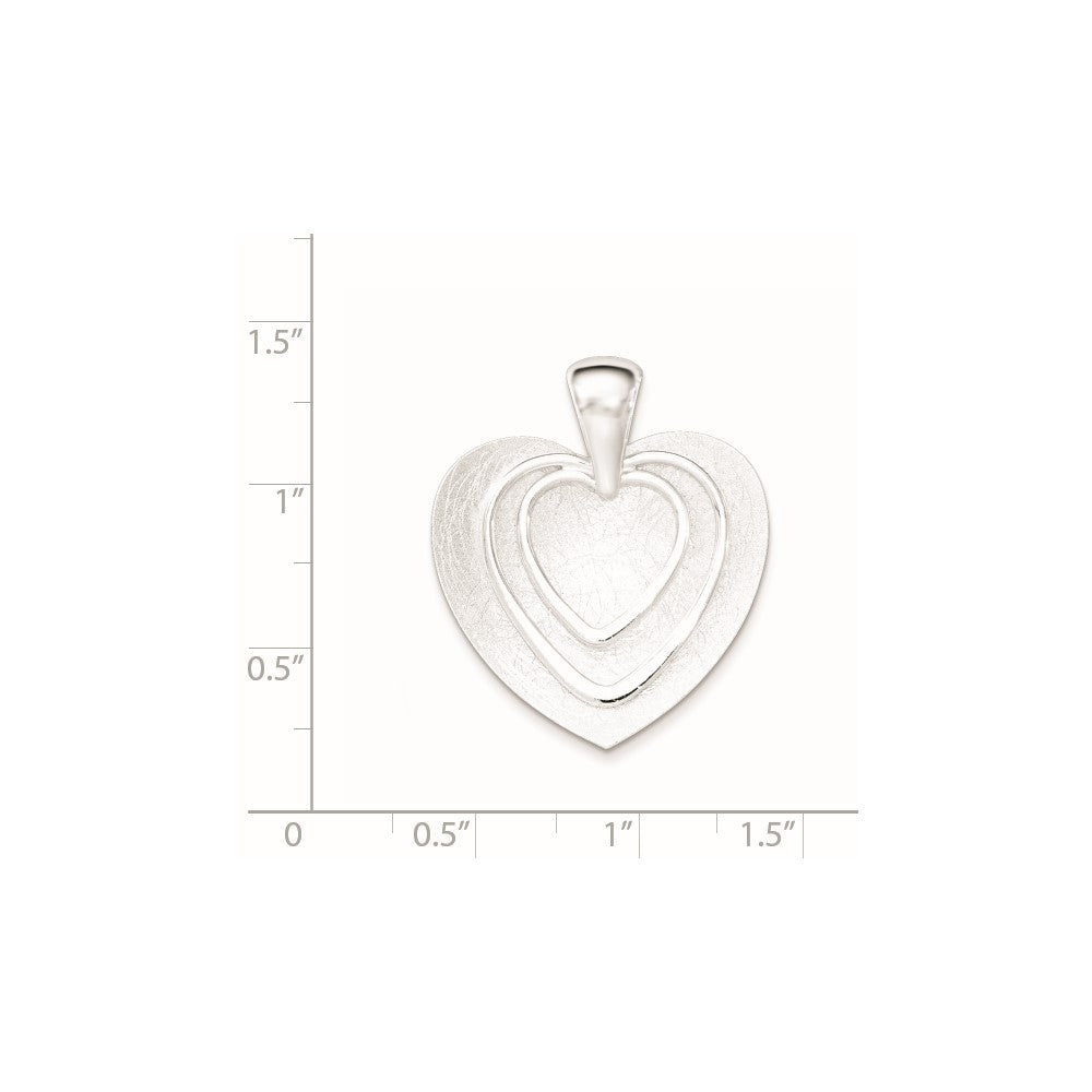 Sterling Silver Polished & Textured Heart Pendant