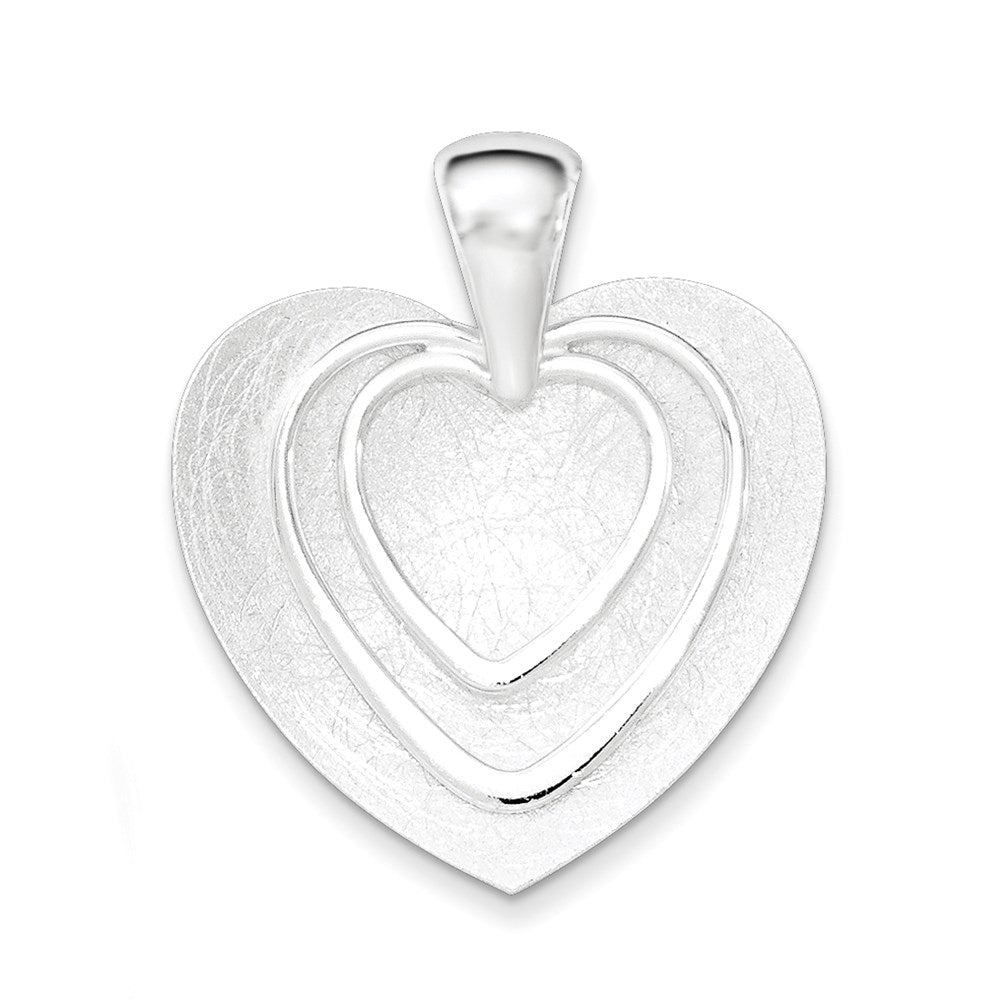 Sterling Silver Polished & Textured Heart Pendant