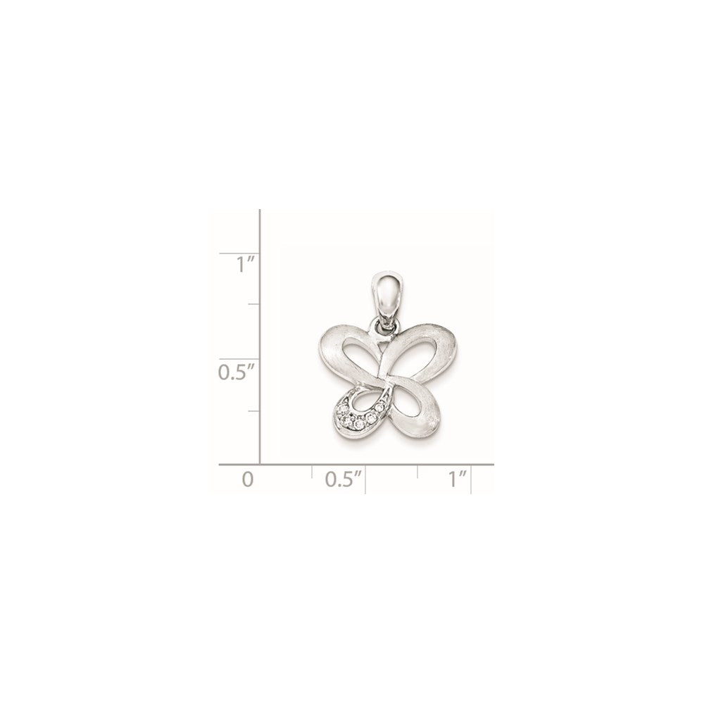 Sterling Silver Satin CZ Butterfly Pendant