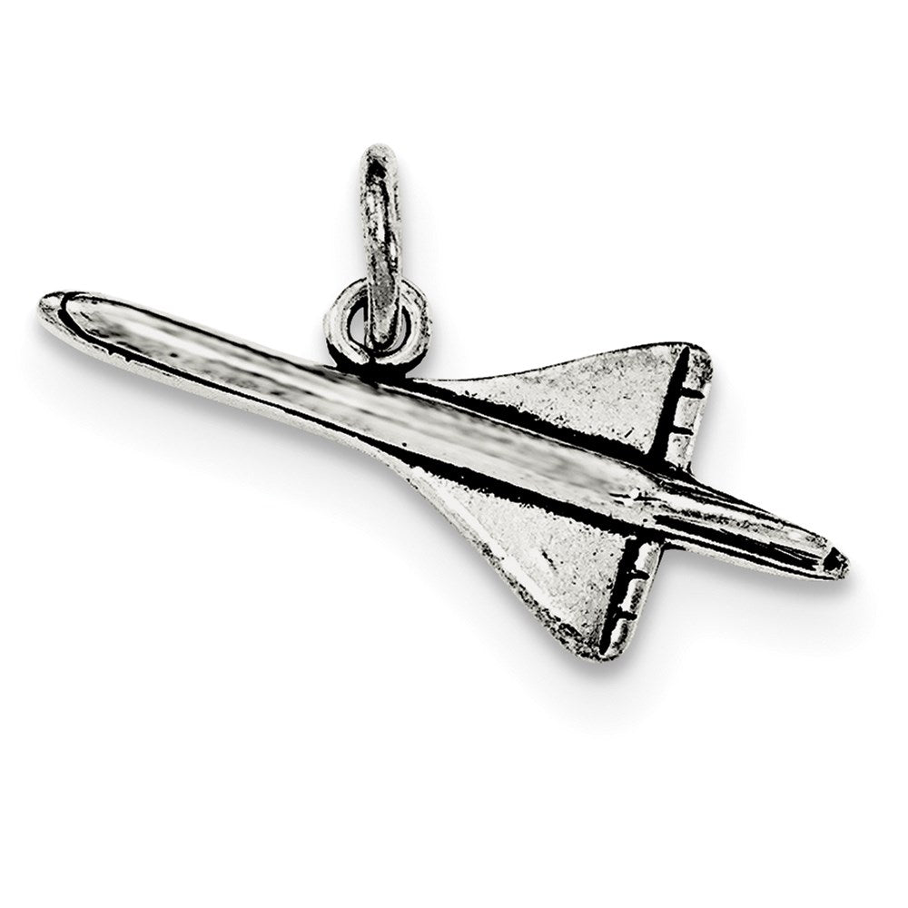 Sterling Silver Antiqued Airplane Pendant