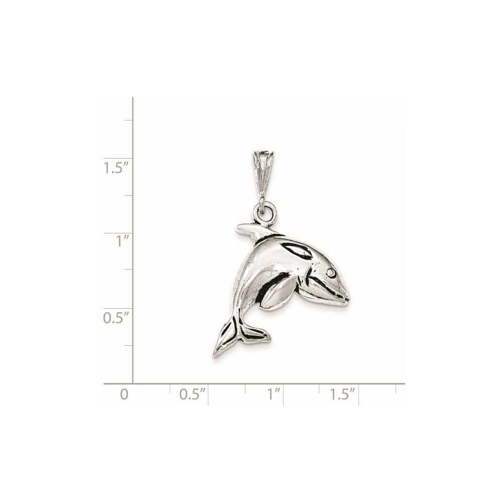 Sterling Silver Antiqued & Textured Whale Pendant