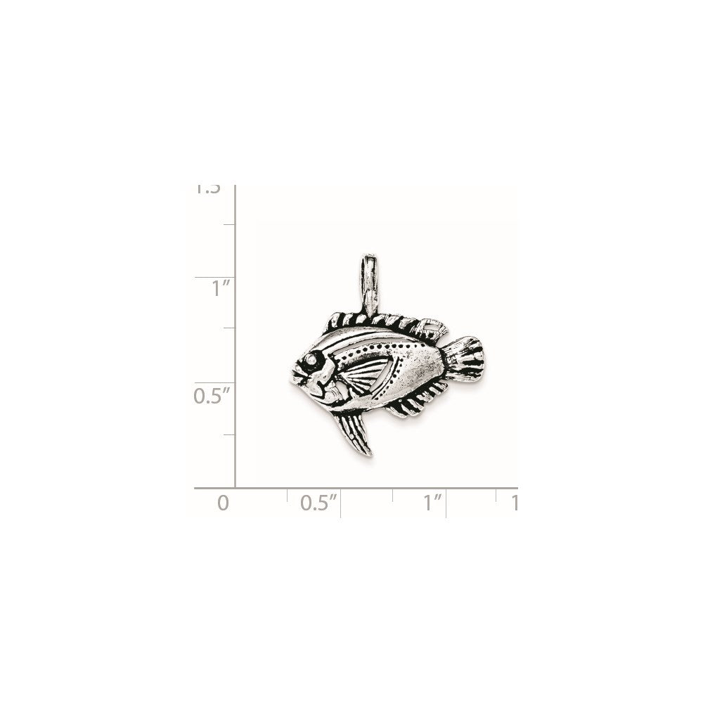 Sterling Silver Antiqued & Textured Fish Pendant