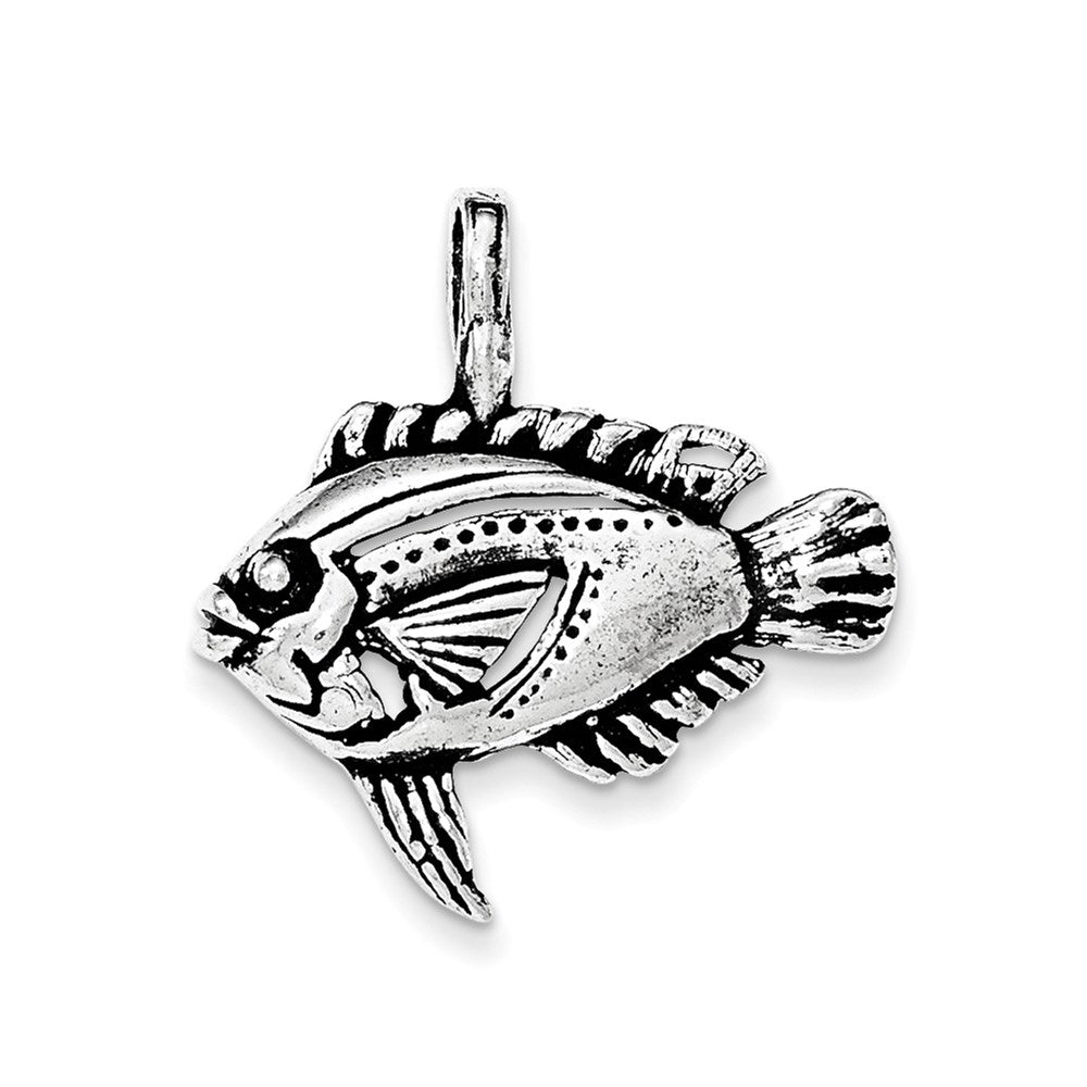 Sterling Silver Antiqued & Textured Fish Pendant