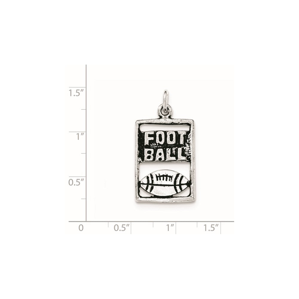 Sterling Silver Antiqued Football Rectangle Pendant