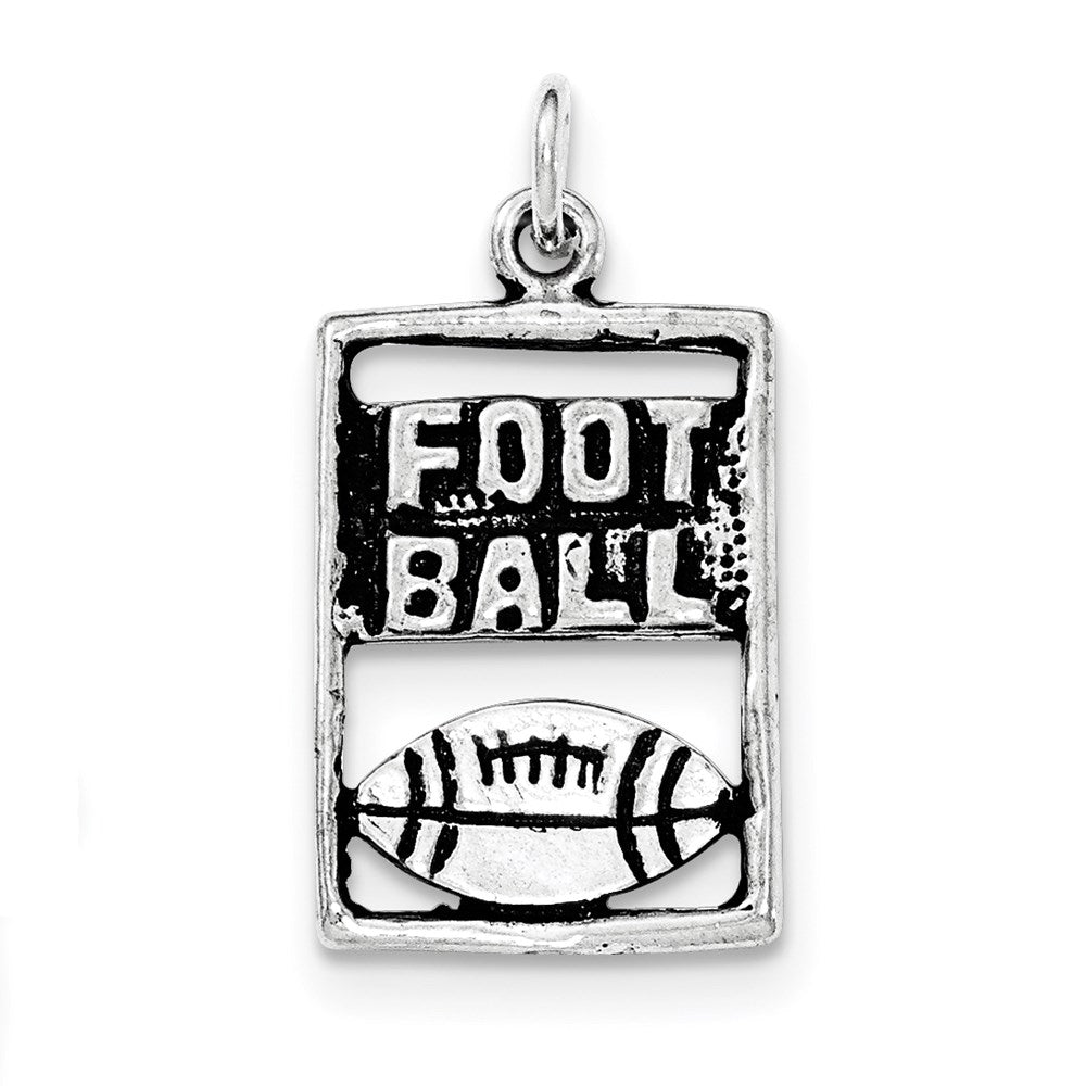 Sterling Silver Antiqued Football Rectangle Pendant