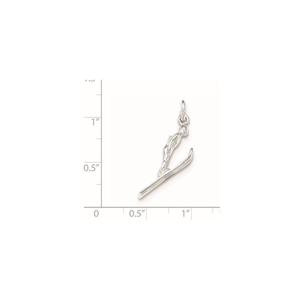 Sterling Silver Polished 3-D Skier Pendant