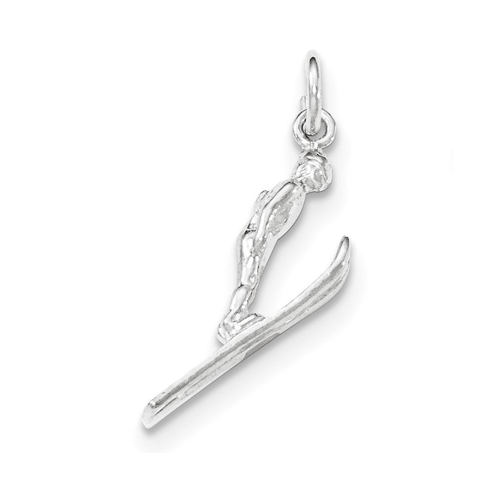 Sterling Silver Polished 3-D Skier Pendant