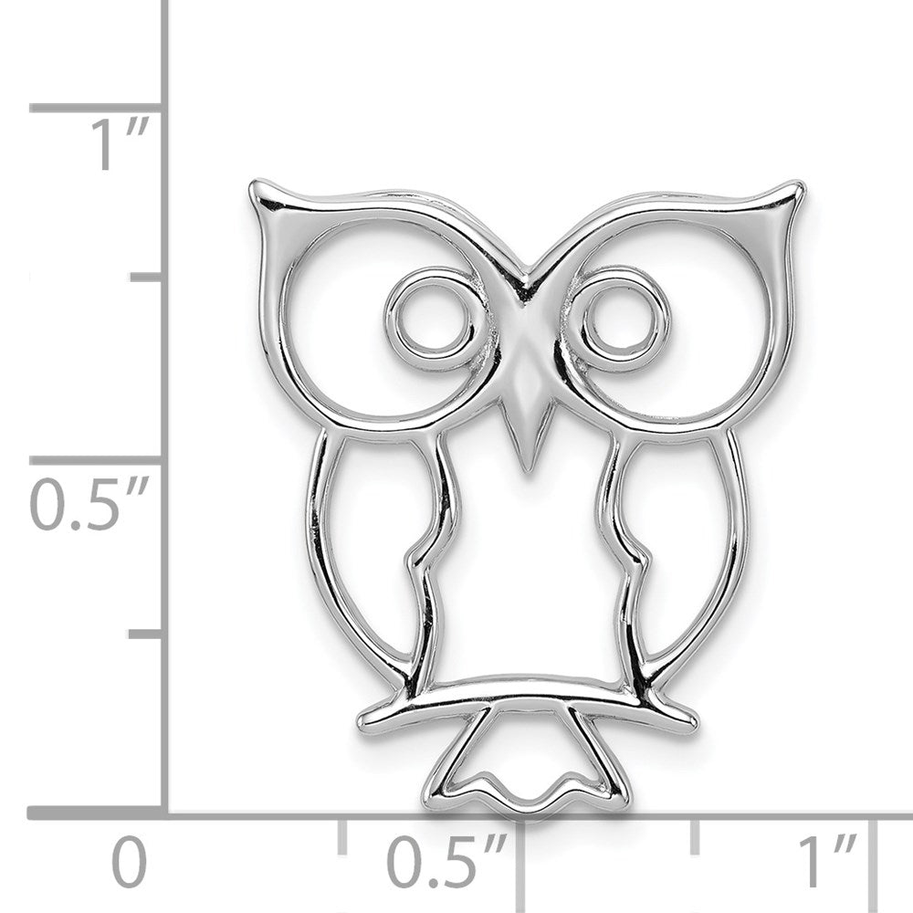 Sterling Silver Rhodium-plated Owl Chain Slide