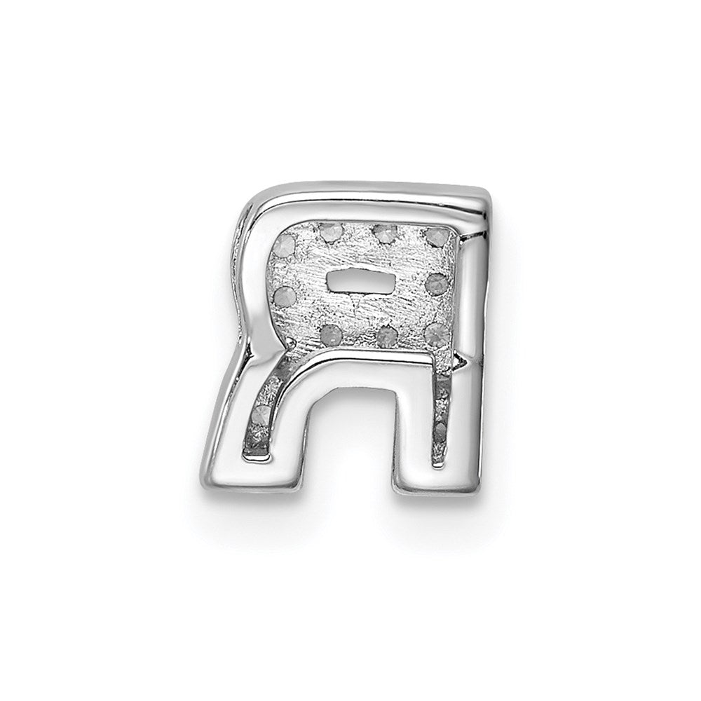 Sterling Silver Rhodium-plated CZ Letter R Initial Slide Charm