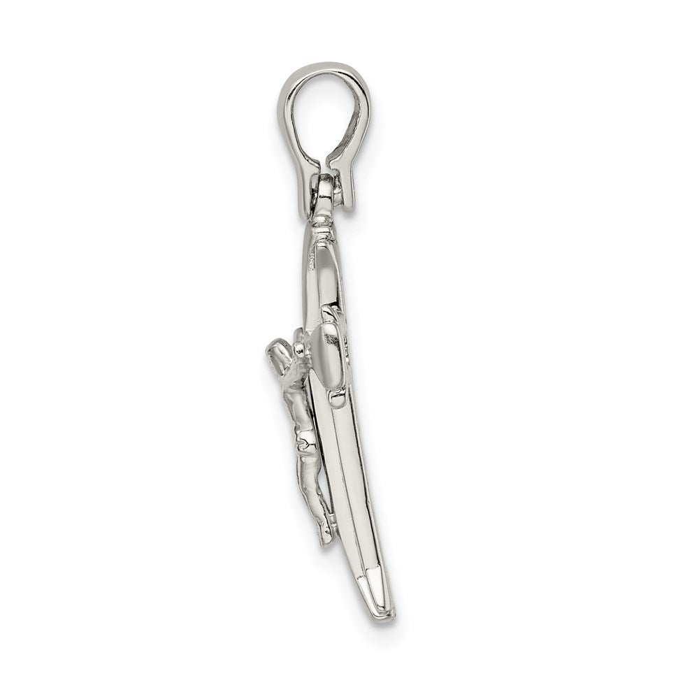 Sterling Silver Satin & Polished Crucifix Pendant