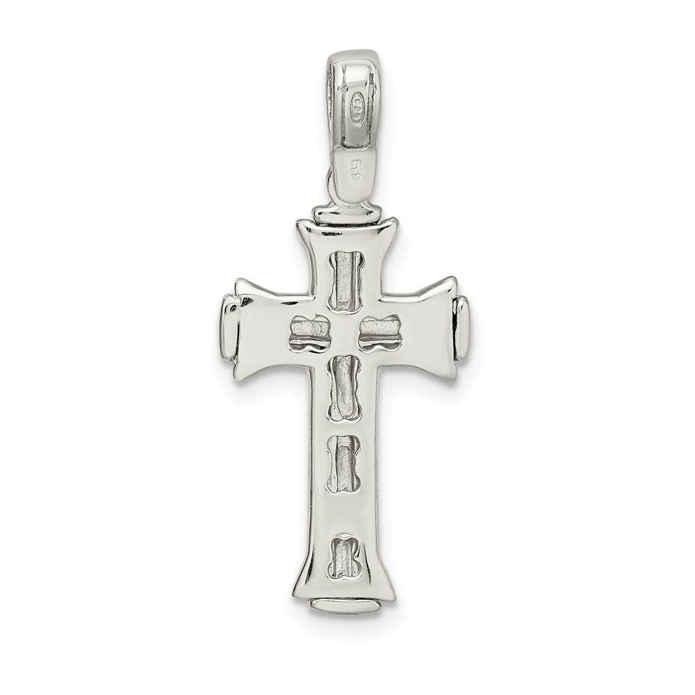 Sterling Silver Satin & Polished Crucifix Pendant