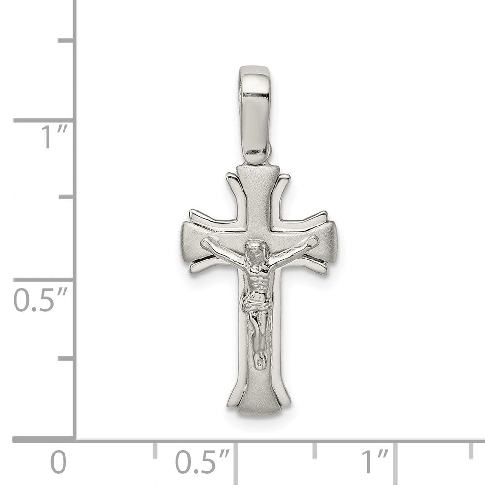 Sterling Silver Satin & Polished Crucifix Pendant