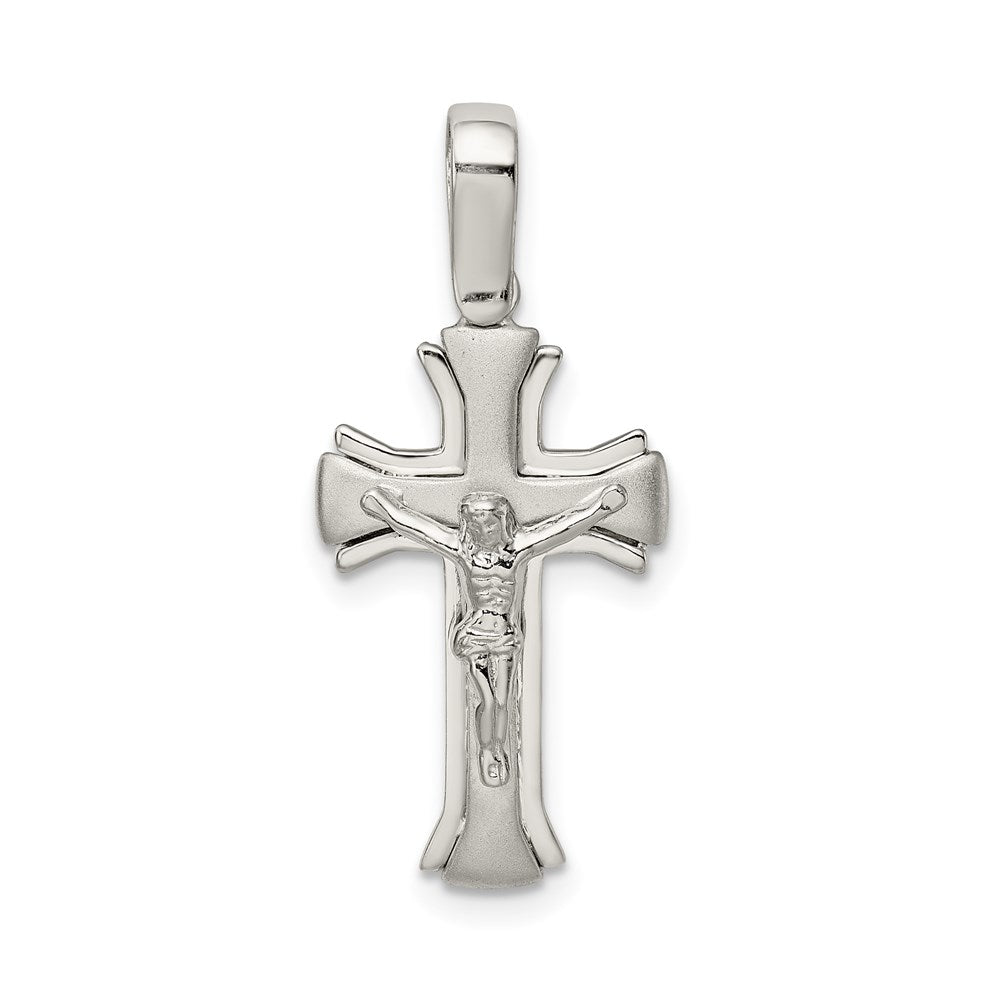 Sterling Silver Satin & Polished Crucifix Pendant