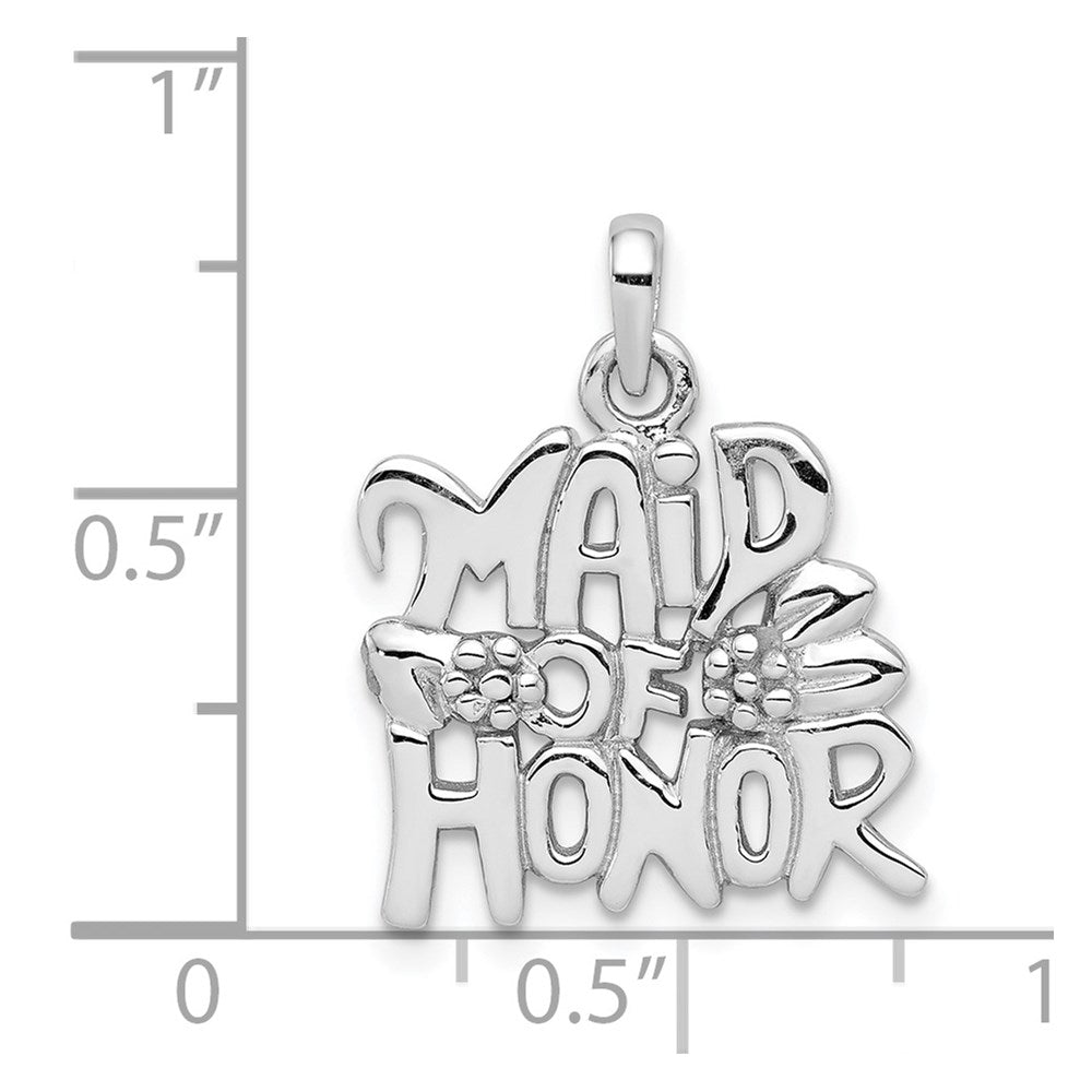 Sterling Silver Rhodium-plated Polished MAID OF HONOR Pendant