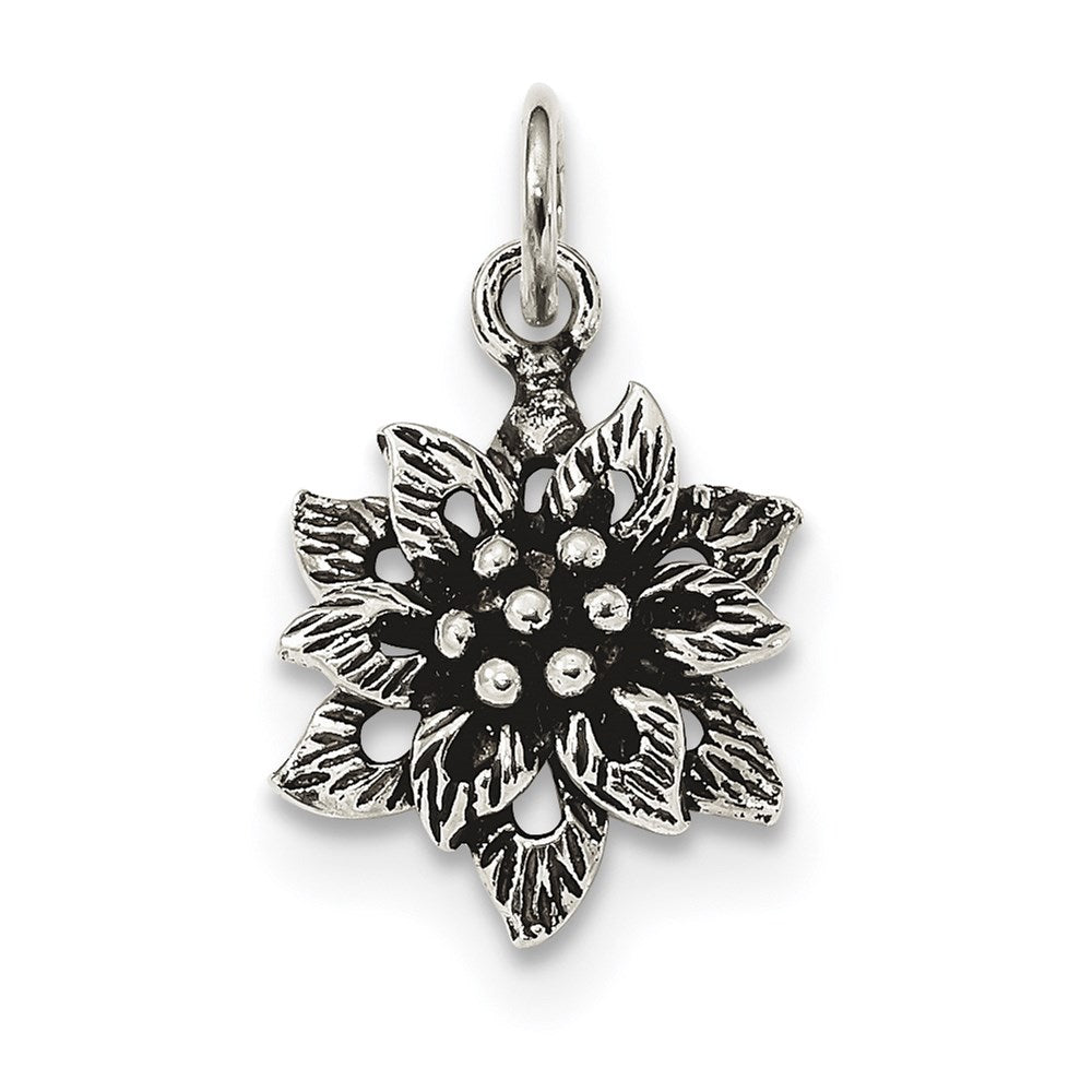 Sterling Silver Antiqued Flower Pendant
