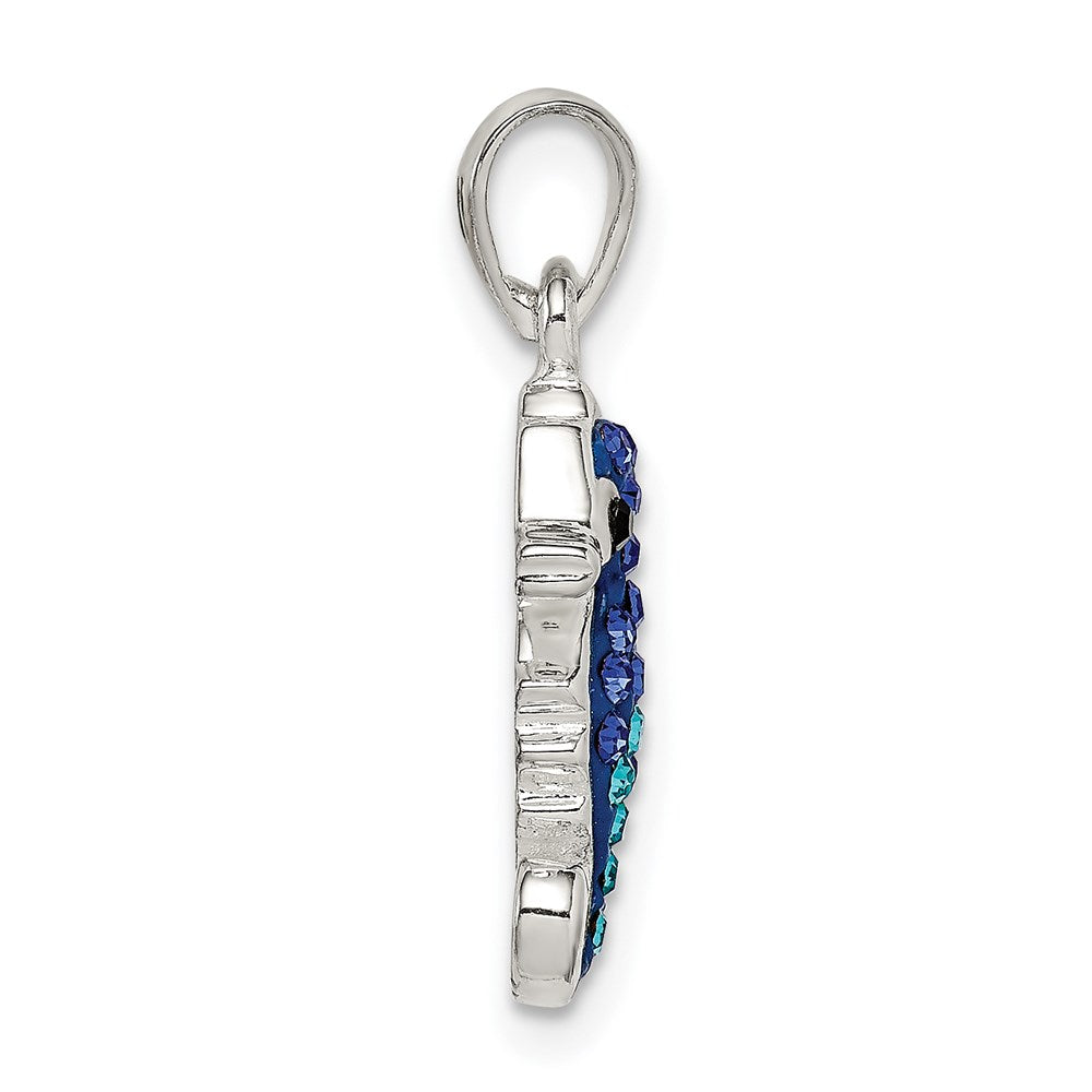 Sterling Silver Blue/Aqua Preciosa Crystal Seahorse Pendant