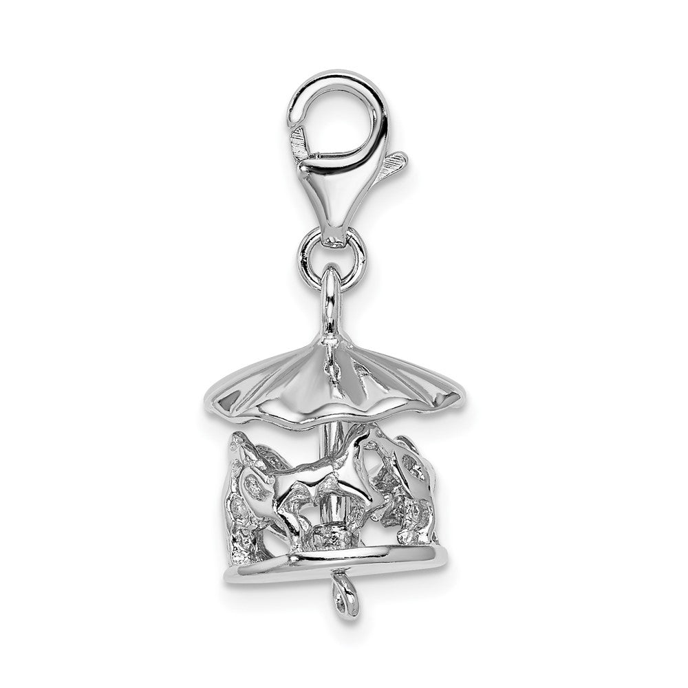 Sterling Silver Amore La Vita Rhodium-plated Moveable Carousel Charm