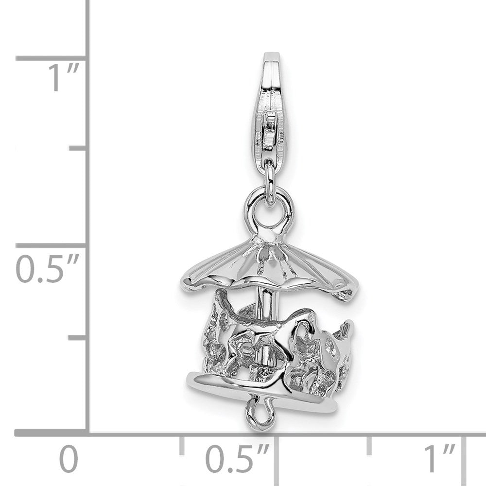 Sterling Silver Amore La Vita Rhodium-plated Moveable Carousel Charm