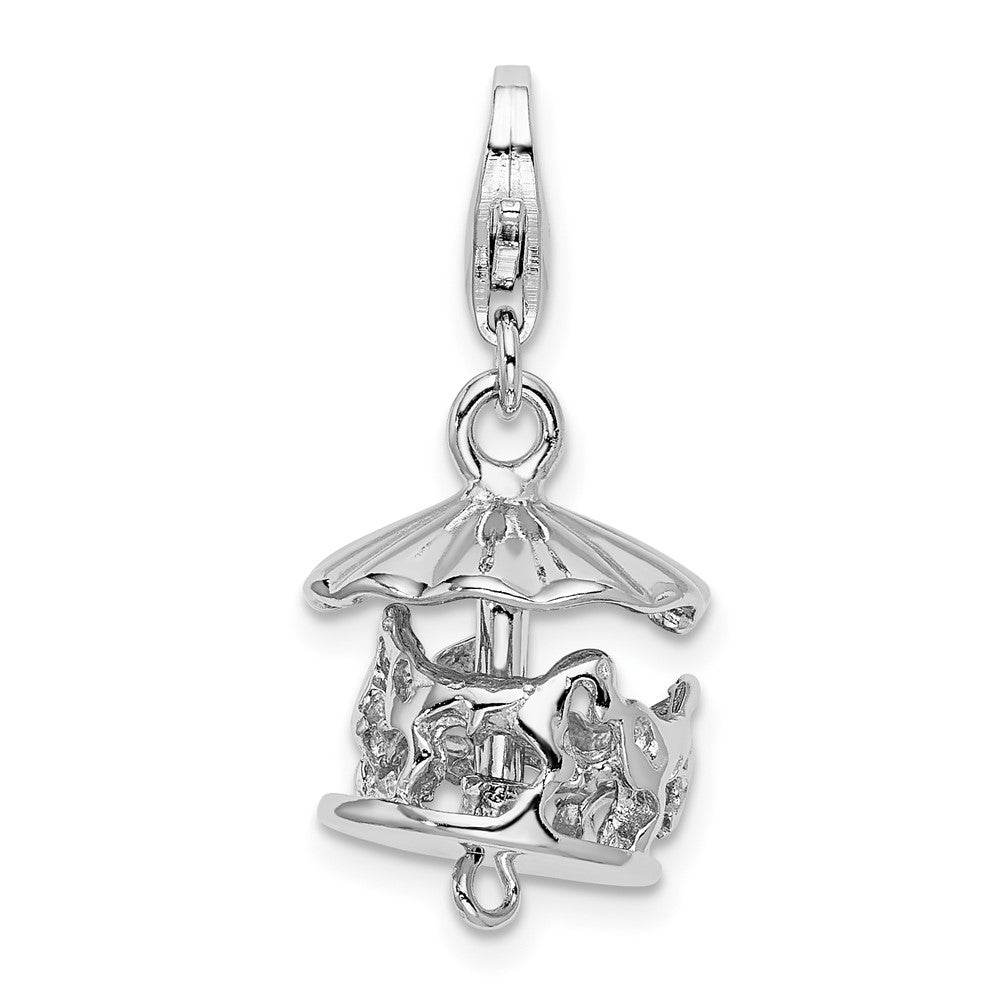 Sterling Silver Amore La Vita Rhodium-plated Moveable Carousel Charm