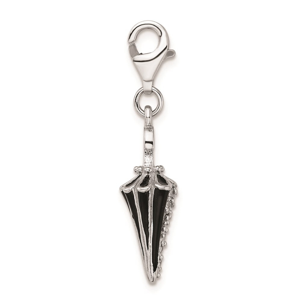 SS RH 3-D Enameled & CZ Parasol w/Lobster Clasp Charm