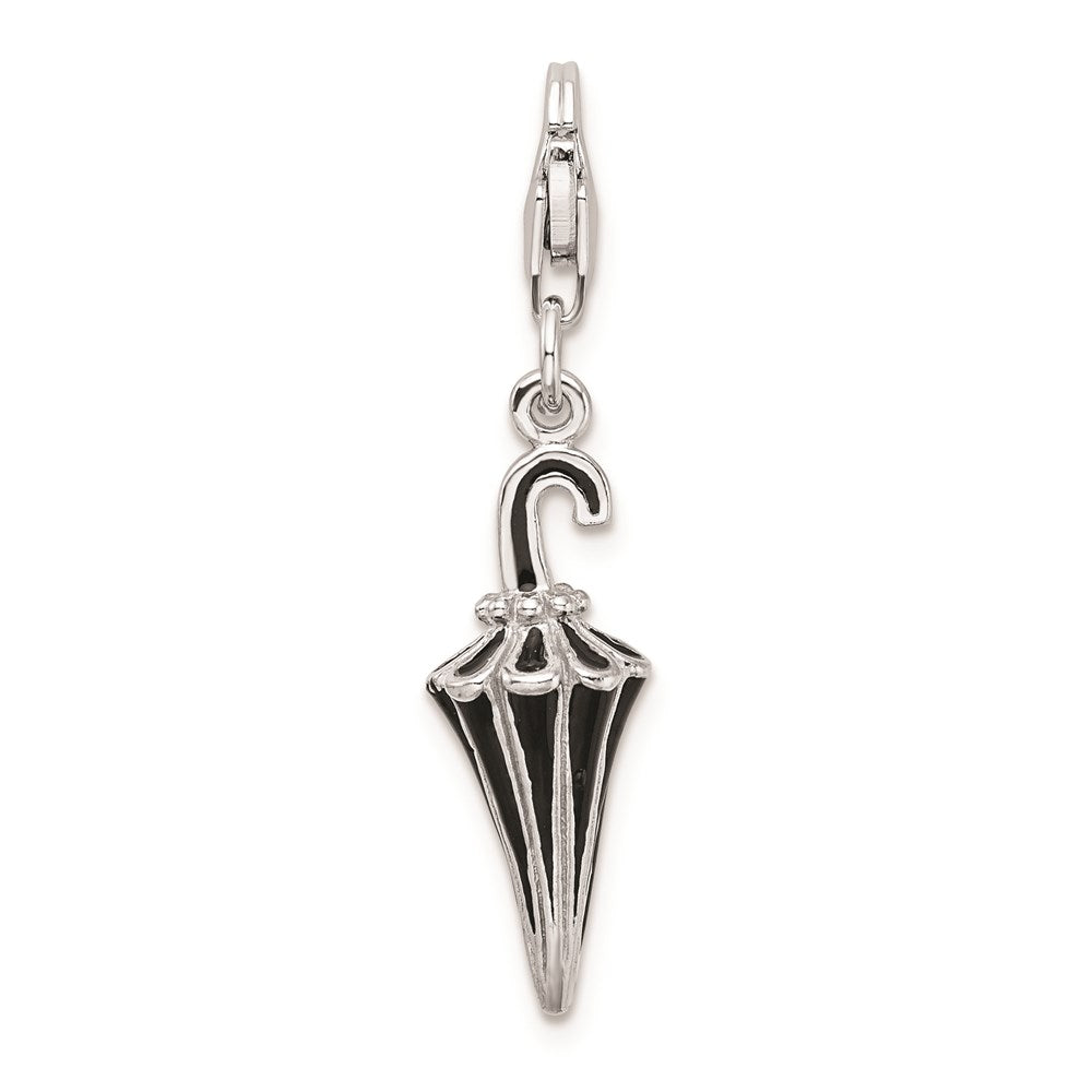 SS RH 3-D Enameled & CZ Parasol w/Lobster Clasp Charm