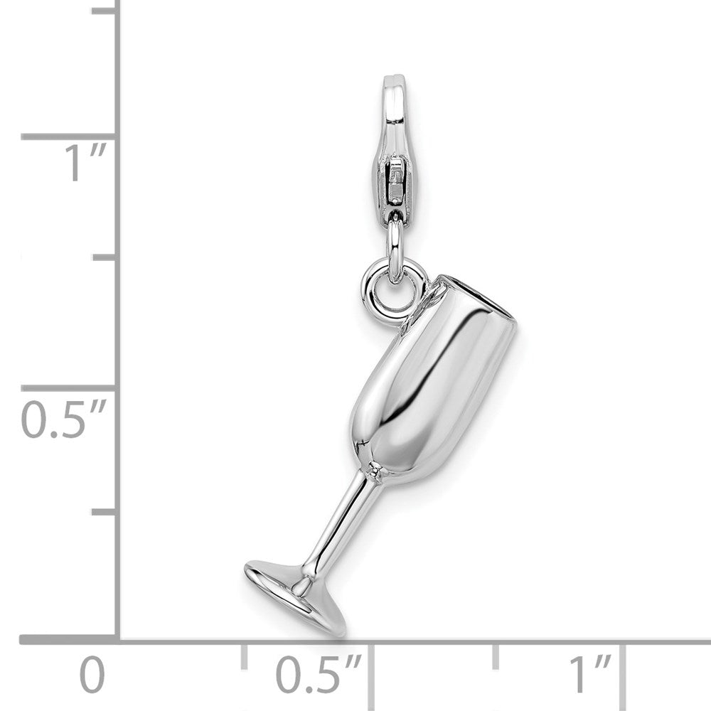 Sterling Silver Amore La Vita Rhod-pl 3-D Enameled Red Wine Glass Charm