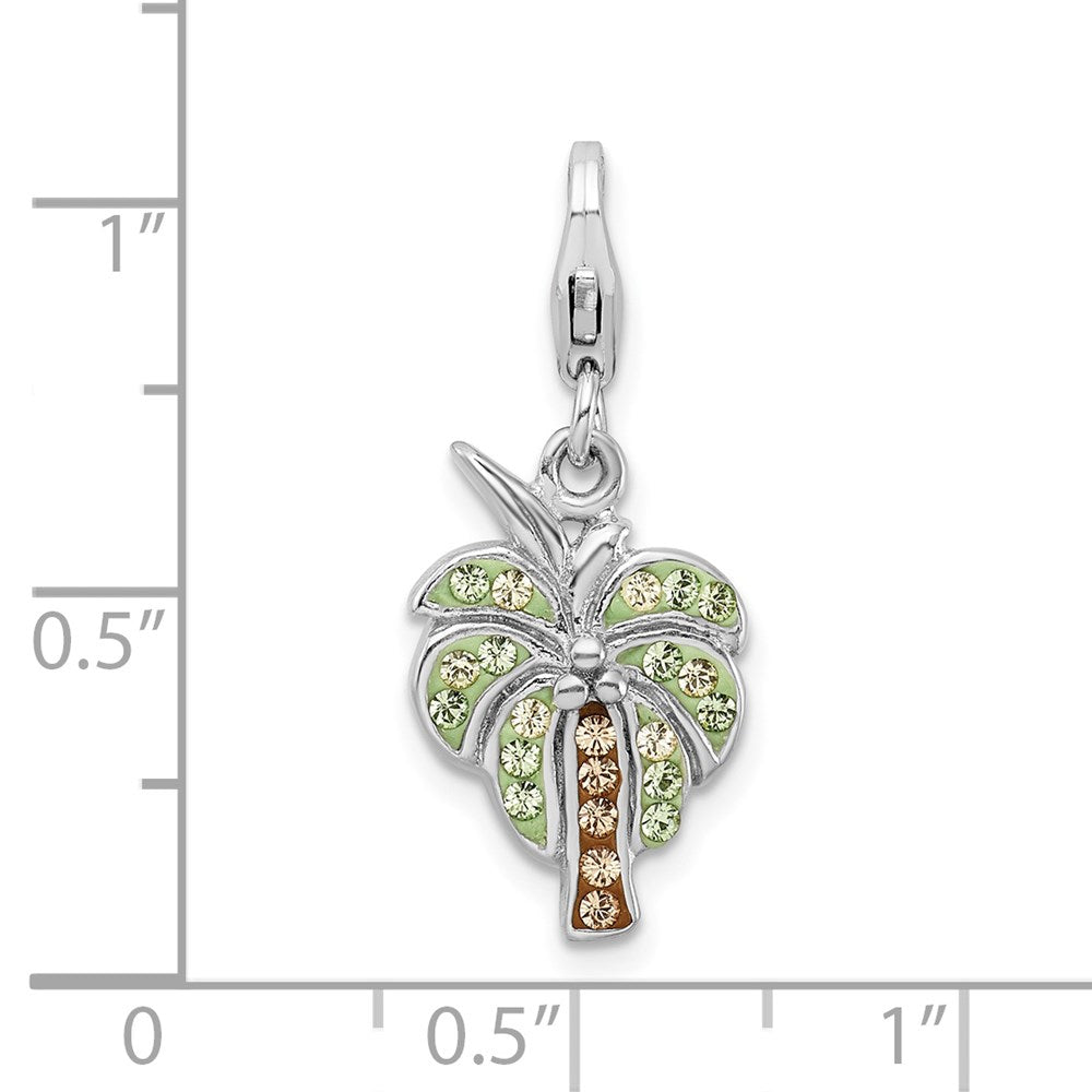 Sterling Silver Amore La Vita Rhodium-plated Swarovski Palm Tree Charm