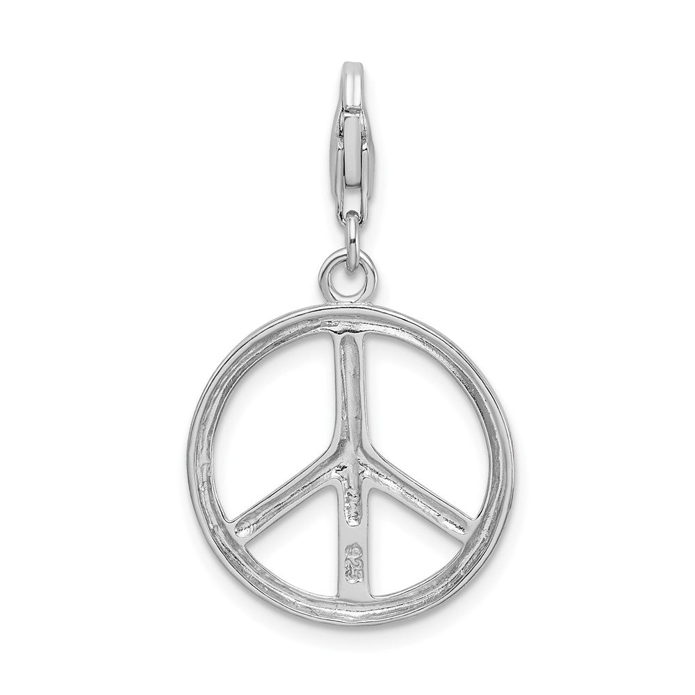 Sterling Silver Amore La Vita Rhodium-plated Large Peace Sign Charm