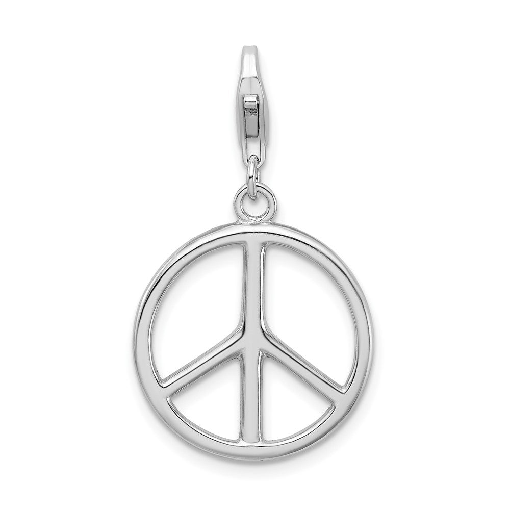 Sterling Silver Amore La Vita Rhodium-plated Large Peace Sign Charm