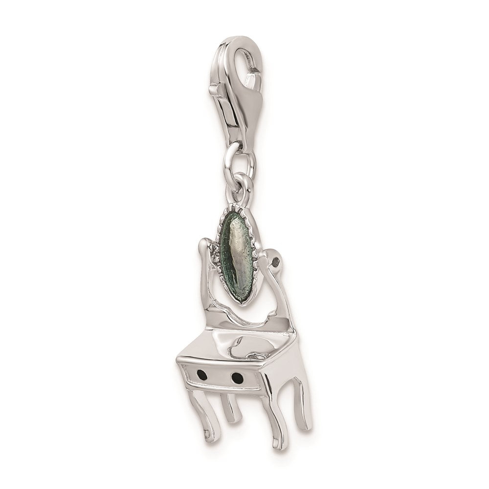 Sterling Silver Amore La Vita Rhodium-pl Polished Enameled Vanity Charm