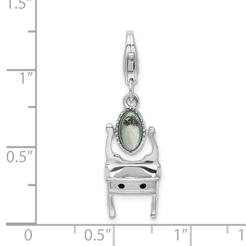 Sterling Silver Amore La Vita Rhodium-pl Polished Enameled Vanity Charm