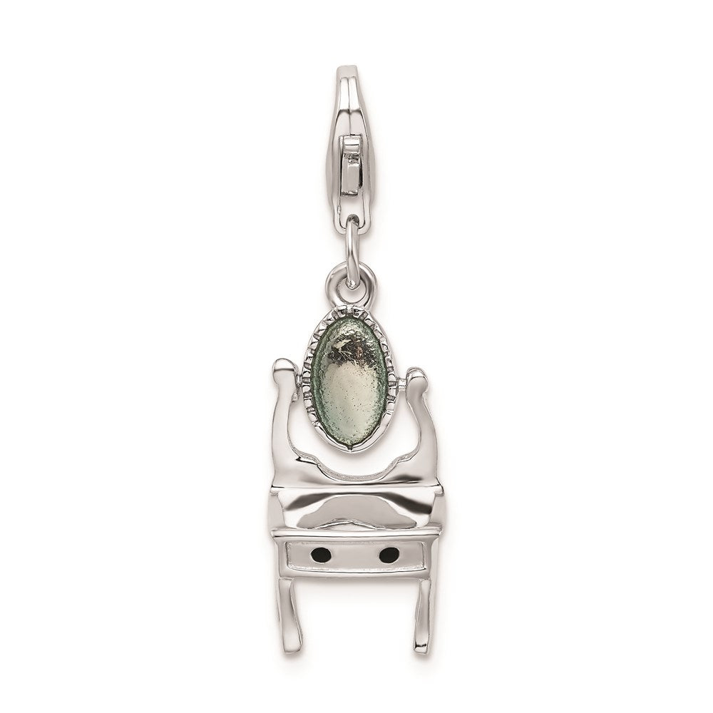 Sterling Silver Amore La Vita Rhodium-pl Polished Enameled Vanity Charm
