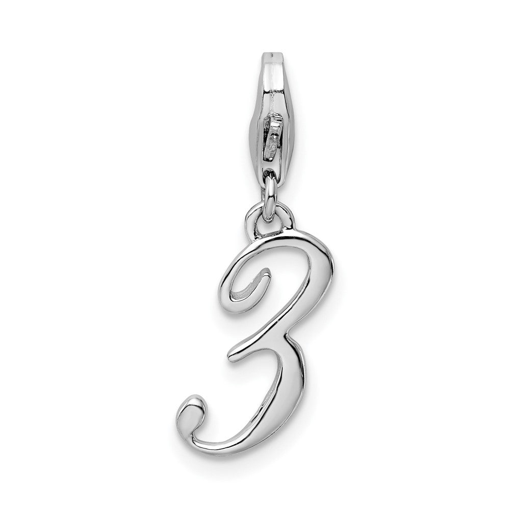 Sterling Silver Amore La Vita Rhodium-plated Polished Number 3 Charm
