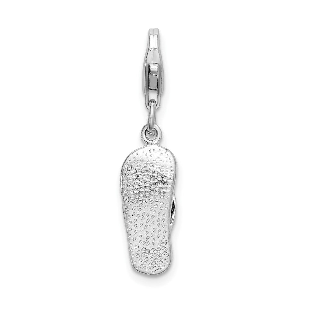 Sterling Silver Amore La Vita Rhodium-pl Red Enameled Sandal Charm