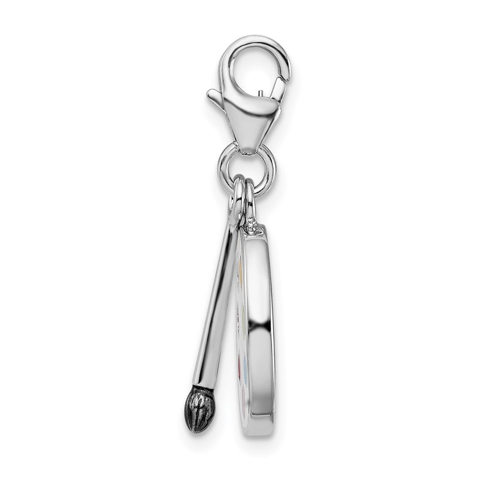 Sterling Silver Amore La Vita Rhod-pl Enameled 3-D Palette Brush Charm