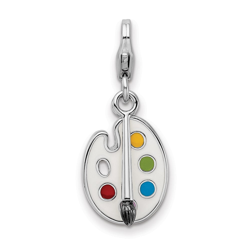 Sterling Silver Amore La Vita Rhod-pl Enameled 3-D Palette Brush Charm
