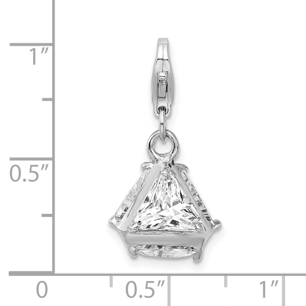Sterling Silver Amore La Vita Rhodium-plated Polished 3-D CZ Charm