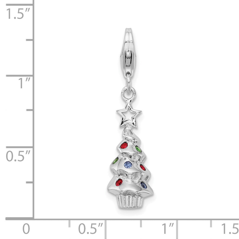 Sterling Silver Amore La Vita Rhodium-pl Multi Glass Stone Tree Charm