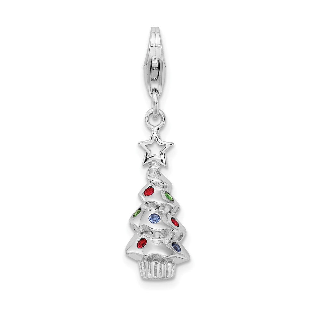Sterling Silver Amore La Vita Rhodium-pl Multi Glass Stone Tree Charm