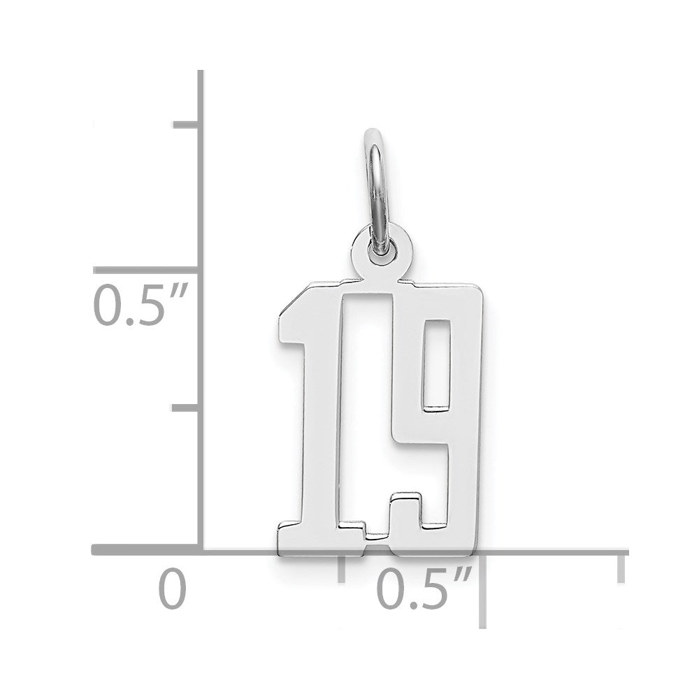 Sterling Silver/Rhodium-plated Elongated Number 19 Charm