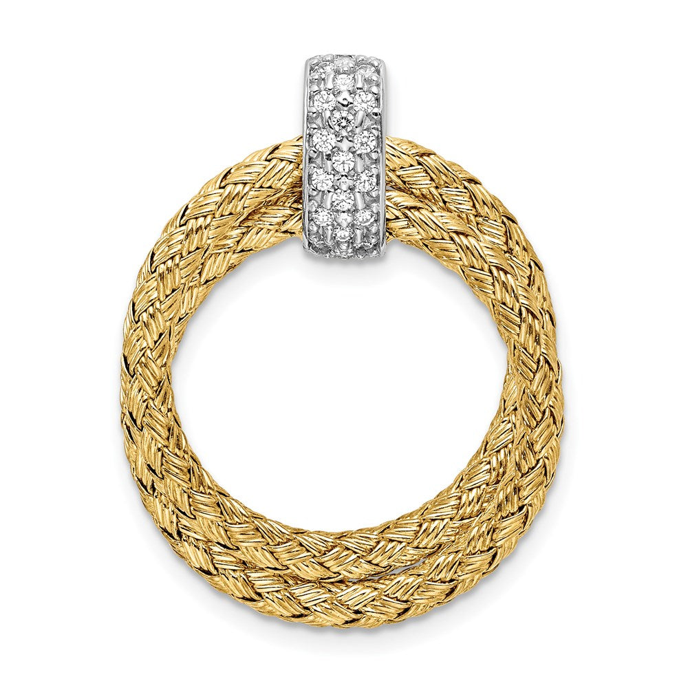 Leslie's Sterling Silver w/Yellow Rhodium & CZ Braided Pendant