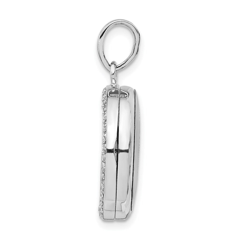 Sterling Silver Polished CZ 23mm Circle Locket