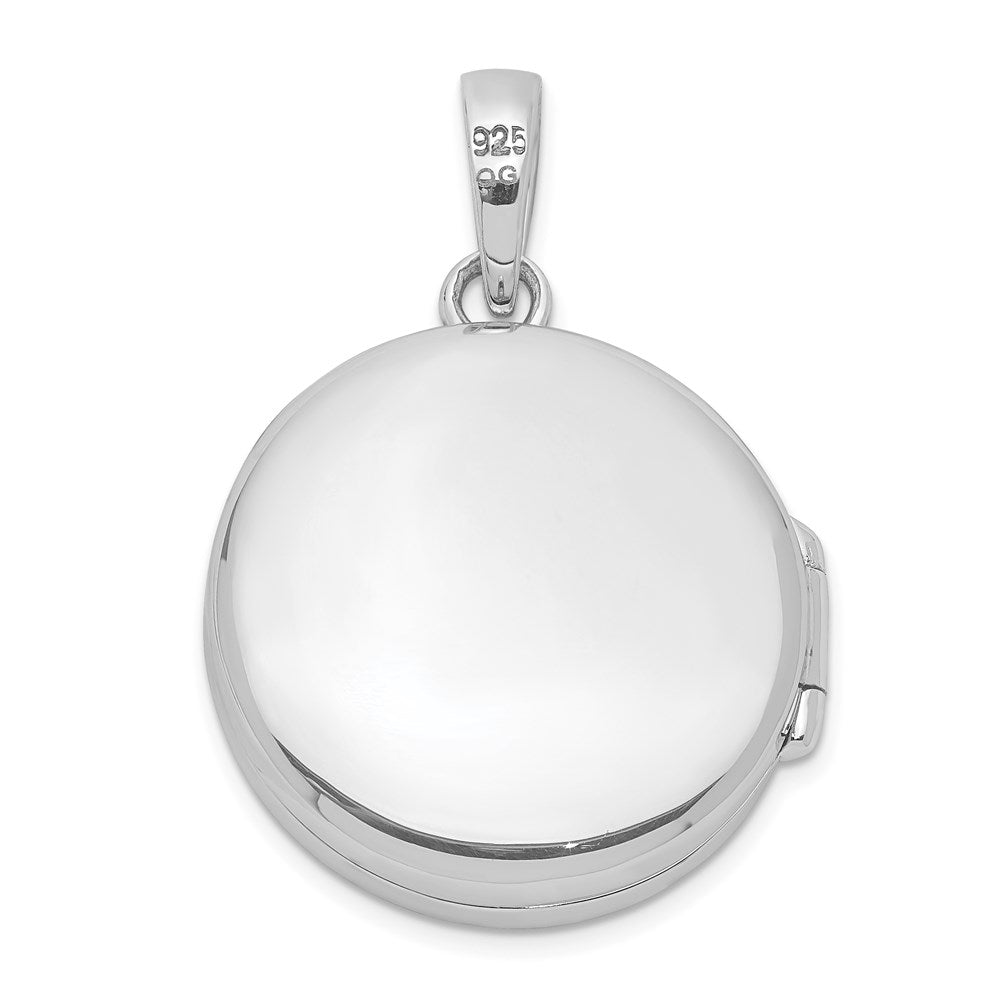 Sterling Silver Polished CZ 23mm Circle Locket
