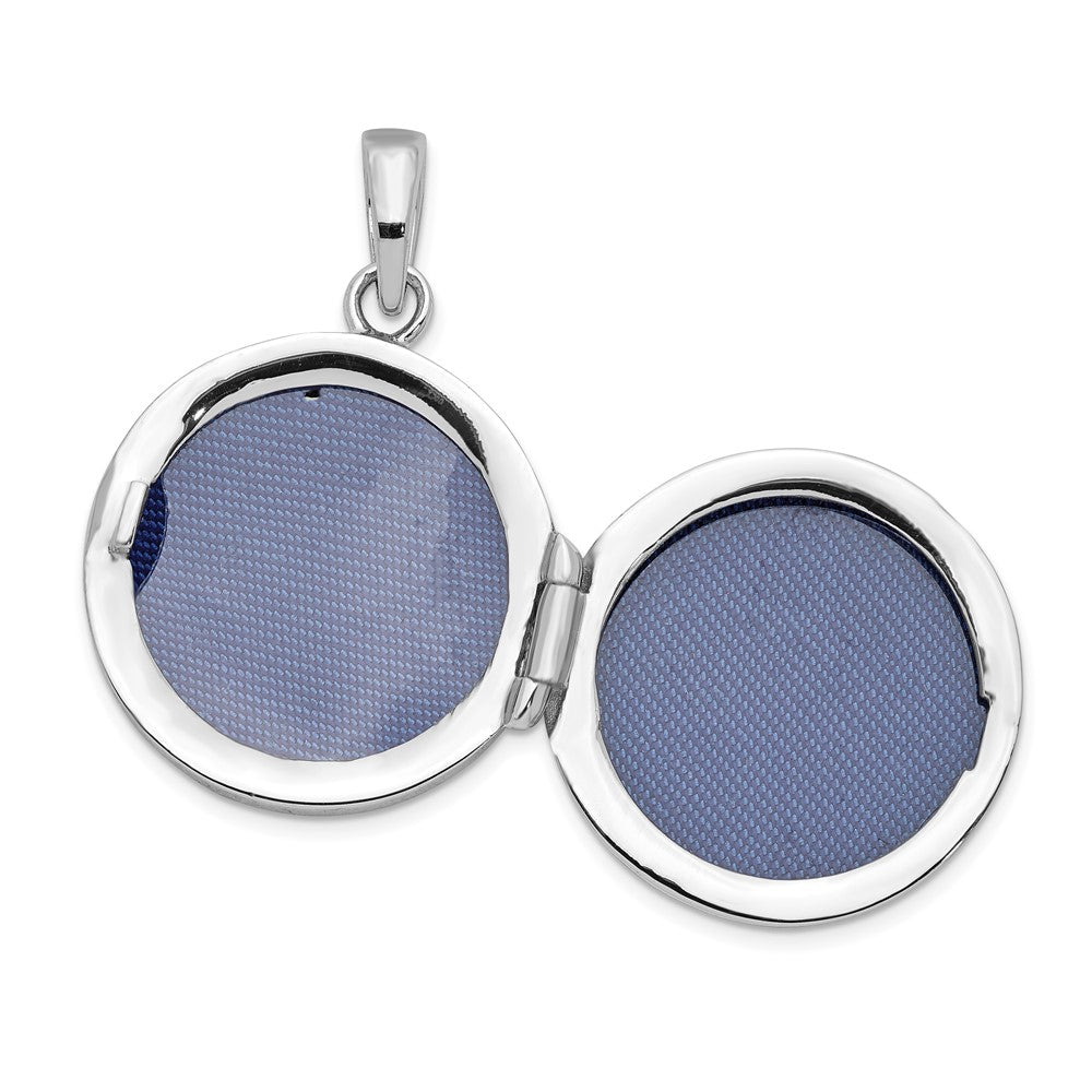 Sterling Silver Polished CZ 23mm Circle Locket