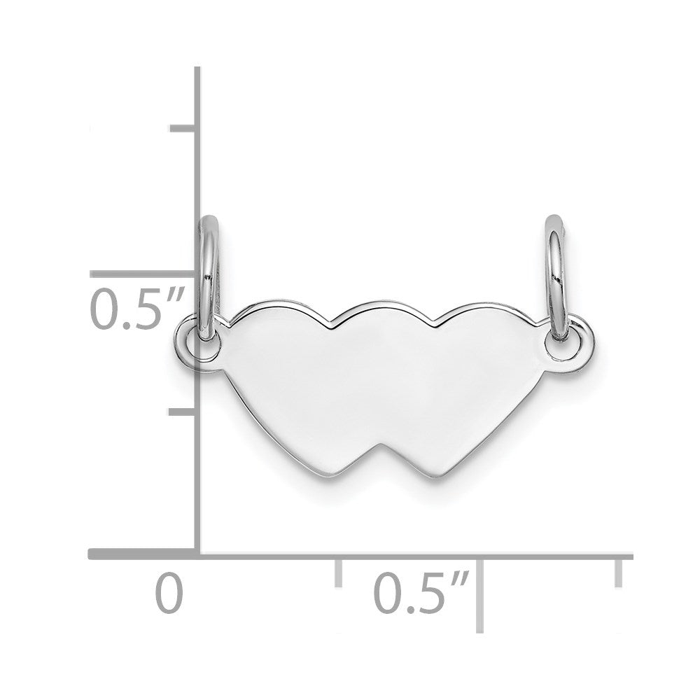 SS Rh-plt Engraveable Double Heart Polished Front/Satin Back Plate
